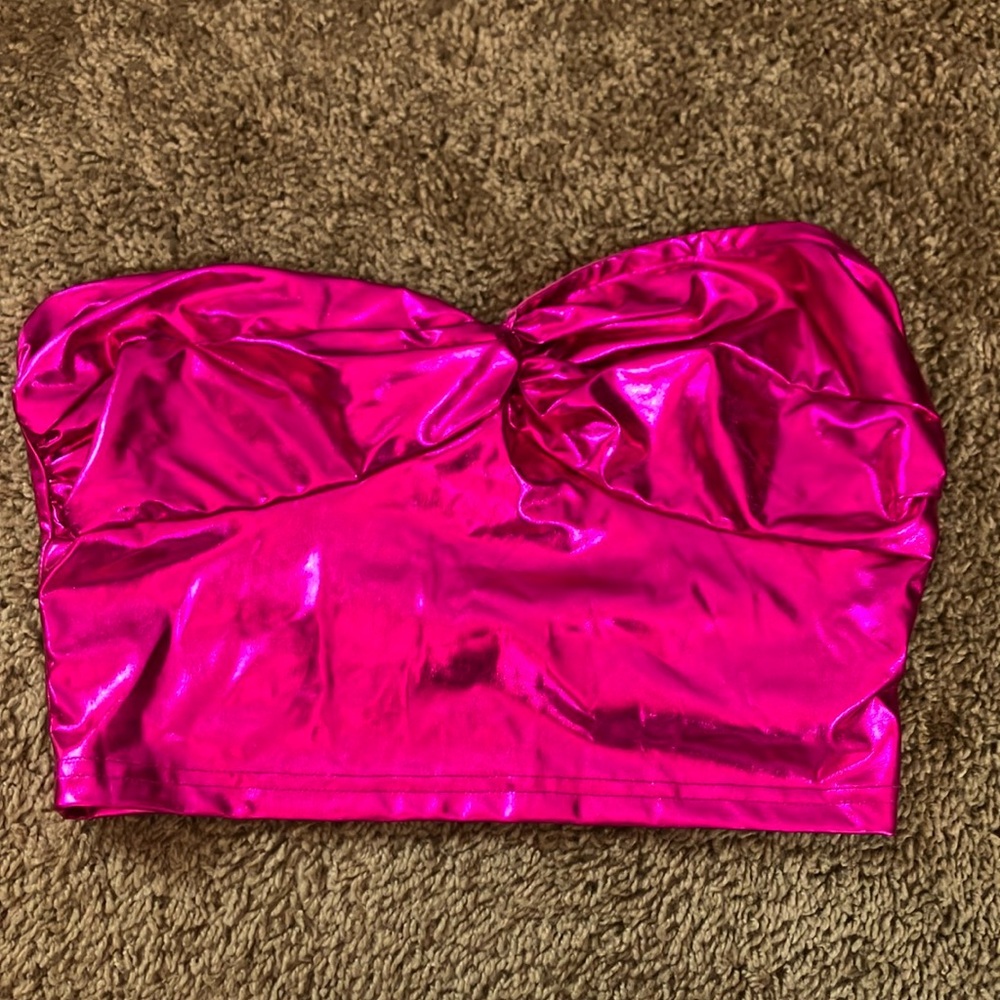 Amazon Women's Shiny Pink Crop Top